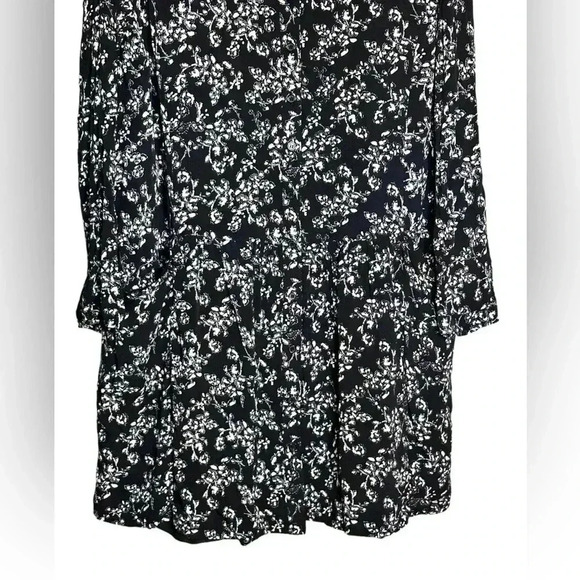 Garnet Hill Women's Sz 18 Lined Black & White Print Dress Drop Waist And Pockets - Picture 3 of 6